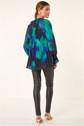 Watercolour Tie Neck Pleated Blouse 10216009