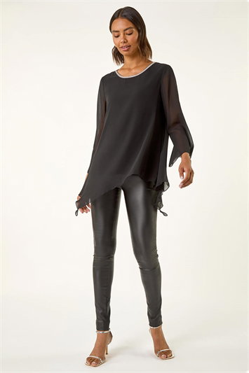 Sparkly Asymmetric Chiffon Top 20227708