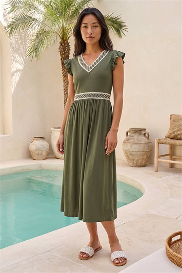 Petite Crochet Trim Midi Dress 14699540