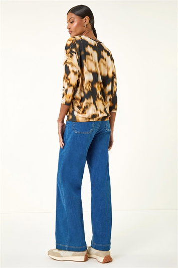 Printed V-Neck Stretch Top 19460888