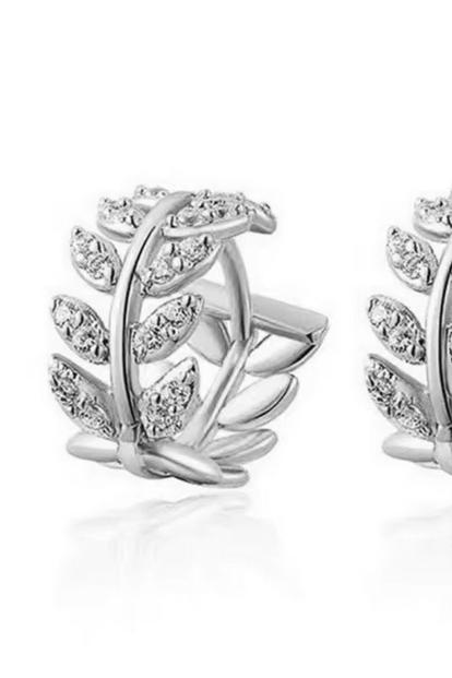 Metallic The Colourful Aura Leaf Blossom Hoop Earrings - Gold Or Silver