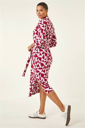 Abstract Geometric Shirt Dress 14827678