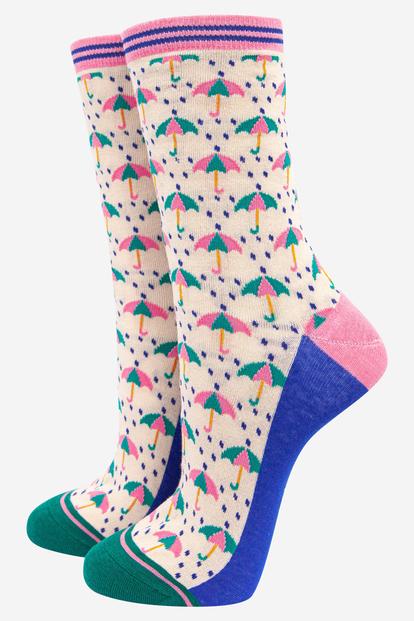 Multi Rainy Day Umbrellas Bamboo Socks