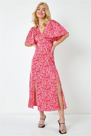 Dusk Ditsy Floral Satin Midi Dress 14381678