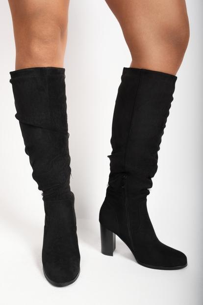 Lunara Suede Knee High Block Heel Boots M000016172