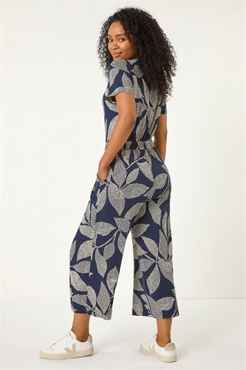 Petite Leaf Print Stretch Jumpsuit 14666860