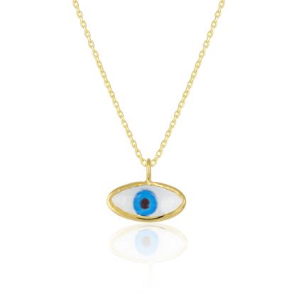 Metallic Transparent Glass Evil Eye Sterling Silver Necklace