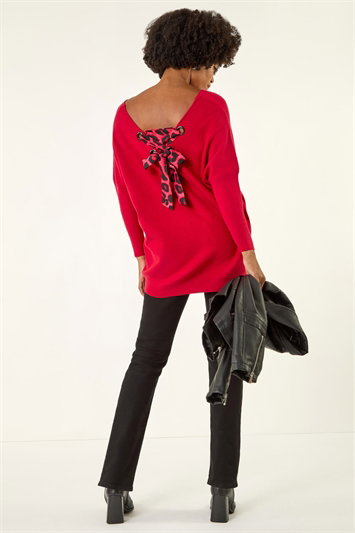 Animal Print Eyelet Back Knit Jumper 16305978