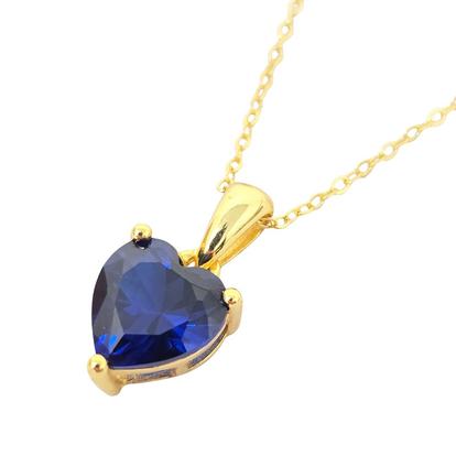 Metallic Sapphire September Birthstone Love Heart Charm Necklace