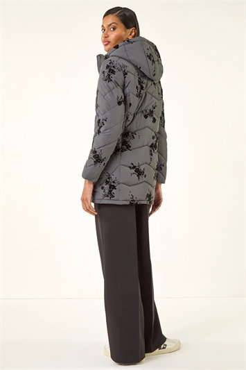 Floral Flock Padded Coat 12040336