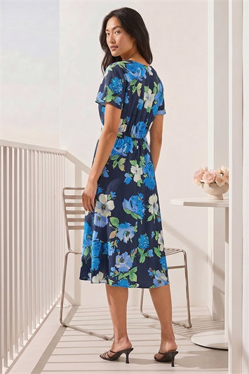 Petite Floral Print Button Dress 14823360