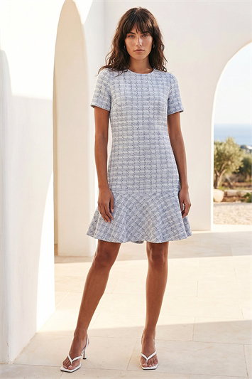 Textured Stretch Frill Hem Dress 14699148