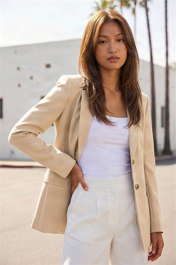 White Single Breasted Stretch Blazer