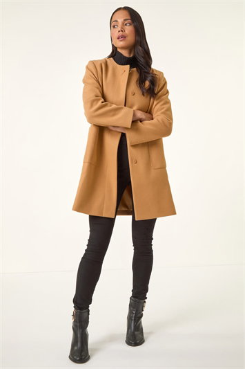 Petite Patch Pocket Buttoned Coat 12041416