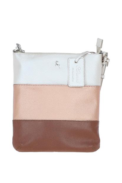 Pink 'Tricolore Elegante' Leather Crossbody Bag