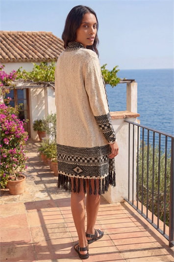 Nordic Pattern Fringe Detail Cardigan 16231638