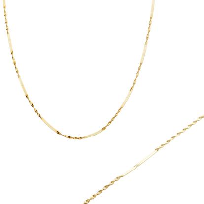 Metallic Half Twisted Sterling Silver Chain Necklace Bracelet Set Semi Singapore Chain