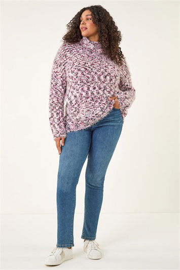 Curve Fluffy Roll Neck Knit Jumper 16247776
