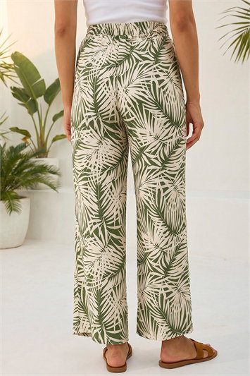 Petite Leaf Print Wide Leg Trouser 18095240