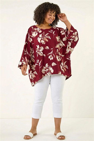 Curve Floral Print Stretch Top 19469078