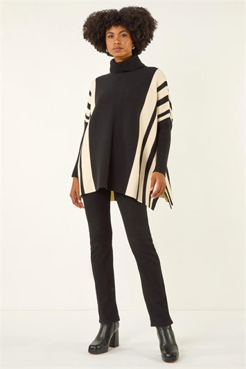 Colour Block Stripe Roll Neck Jumper 16206608