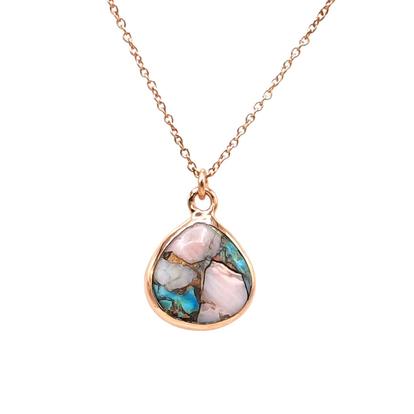 Metallic 18Ct Rose Gold Vermeil Opal And Turquoise Necklace