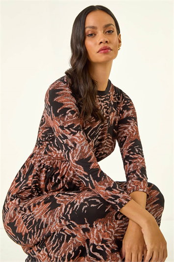 Dusk Abstract Print Pocket Stretch Midi Dress 14822146