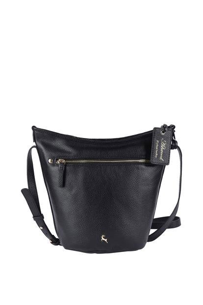 Black "Expression" Real Leather Shoulder Bag