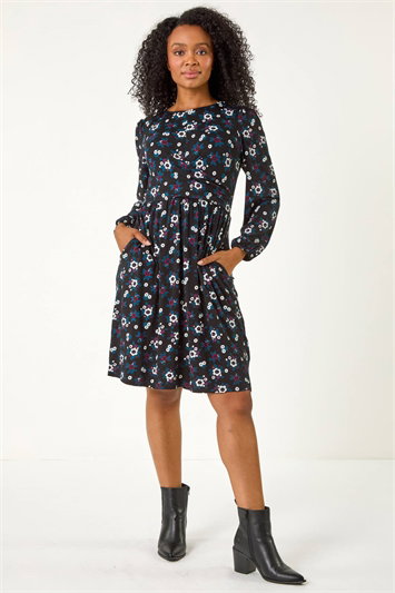Petite Floral Twist Detail Short Dress 14666491