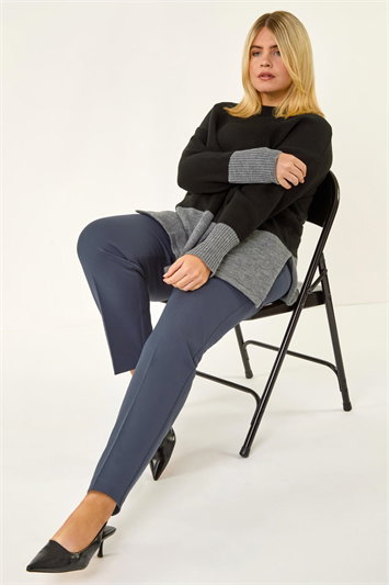 Grey Curve Straight Leg Trouser