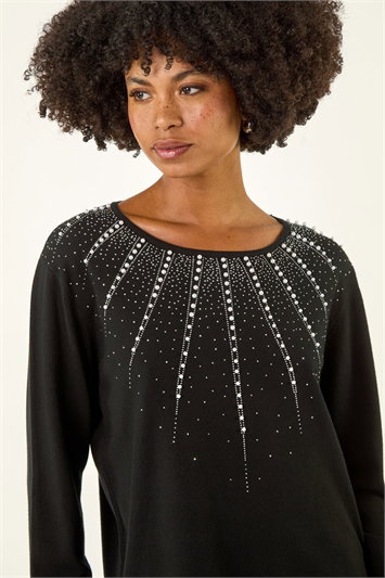 Black Embellished Knitted Jumper