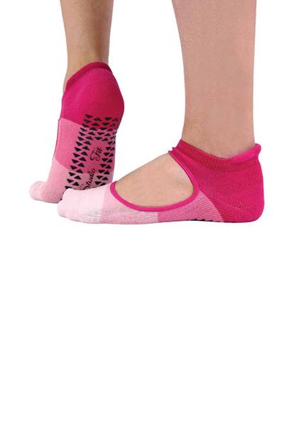 Pink 2 Pack Ladies Non Slip Grip Low Cut Invisible Pilates Yoga Socks