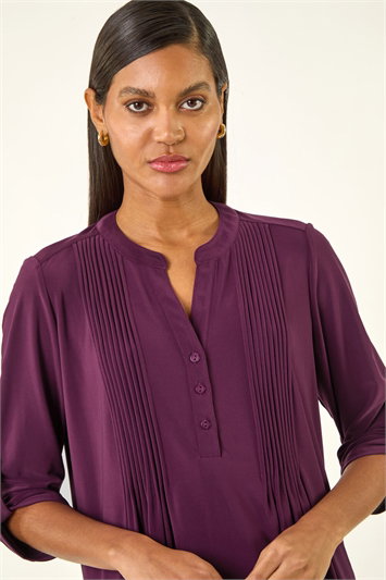 Purple Pintuck Jersey Stretch Top