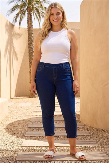 Purple Curve Elastic Waist Cropped Denim Jeggings