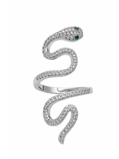 Metallic Pavé Snake Coiled Ring