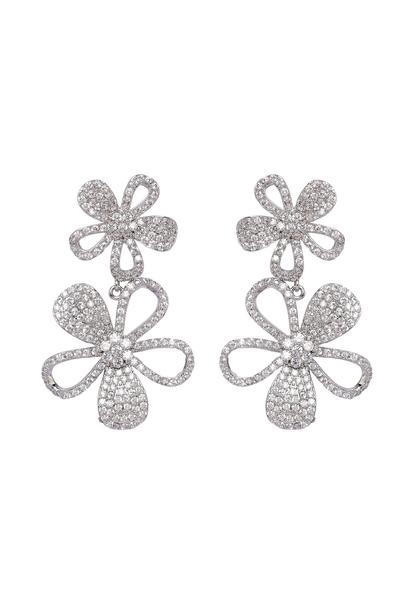 Metallic Double Floral Drop Earrings