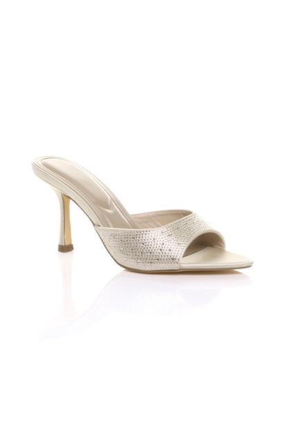 High Heel Diamante Pointed Peep Toe Sandals Mules M000031892