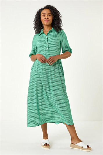 Petite Geometric Button Collar Dress 14672334