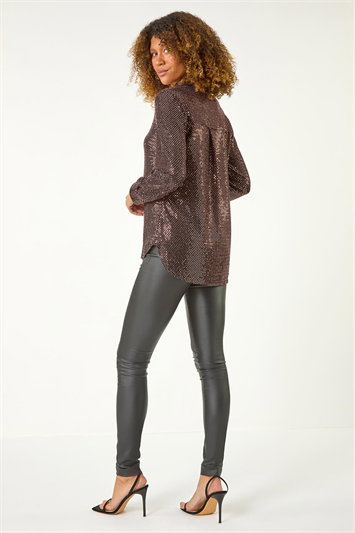 Sequin Stretch Shirt Top 19202813