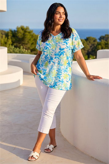 Curve V-Neck Floral Top 19412109