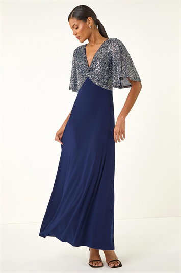 Sequin Flutter Sleeve Midi Dress 14760860
