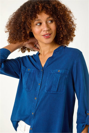 Blue Buttoned Pocket Shirt