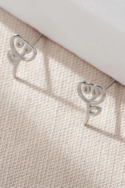 Metallic Sterling Silver Tulip Flower Studs