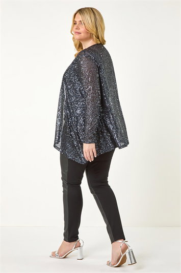 Curve Sequin Waterfall Front Cardigan 19316271