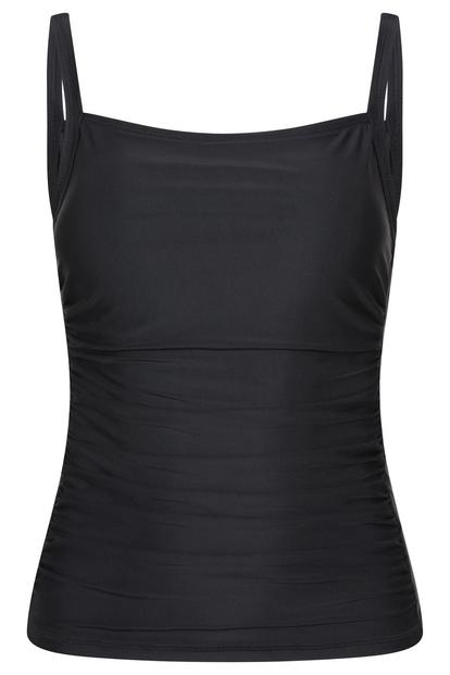 Black Plain Tummy Control Tankini Top