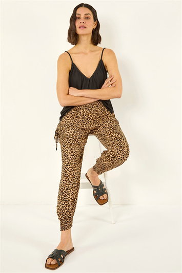 Cream Animal Print Hareem Jogger