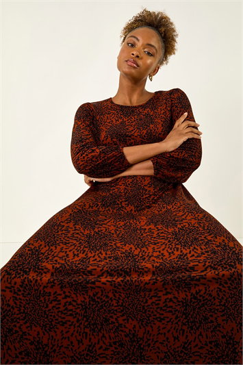 Speckled A-Line Stretch Midi Dress 14764081