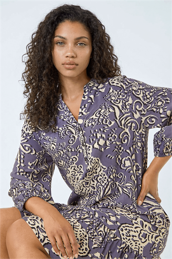 Petite Abstract Print Tiered Dress 14806536