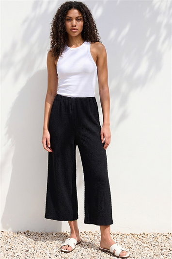 Petite Textured Cropped Stretch Trouser 18107708