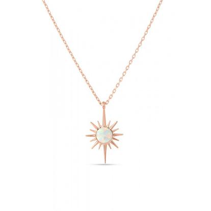 Multi White Opal Northernstar Sterling Silver Pendant Necklace
